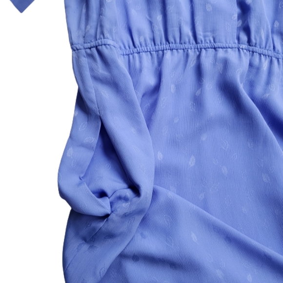 Vintage 80's Raoul Blue Drape Front Puffed Short Sleeve Mid-length Dress ♥️ - Picture 14 of 14